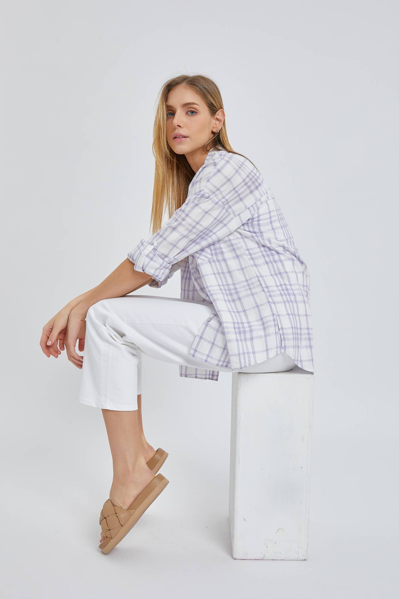Periwinkle Button Down Long Sleeve Top