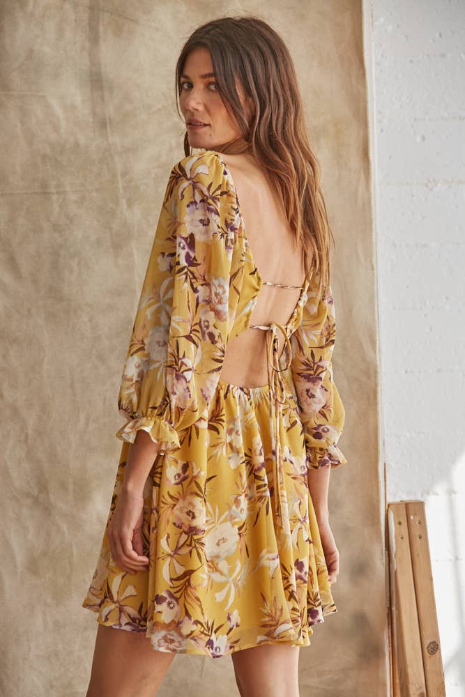 Isobel Mustard Floral Dress