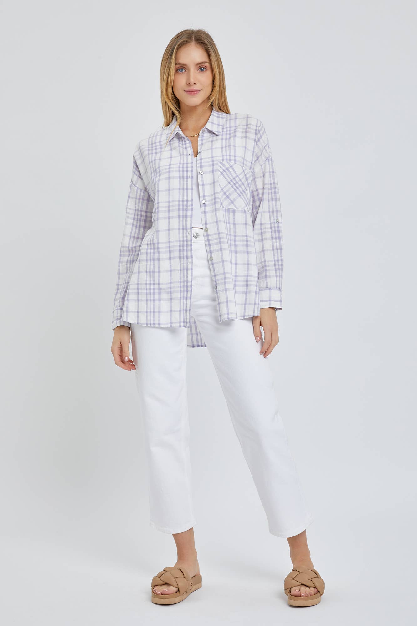 Periwinkle Button Down Long Sleeve Top