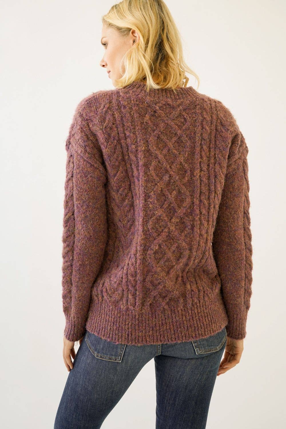Berry Cable Knit Sweater