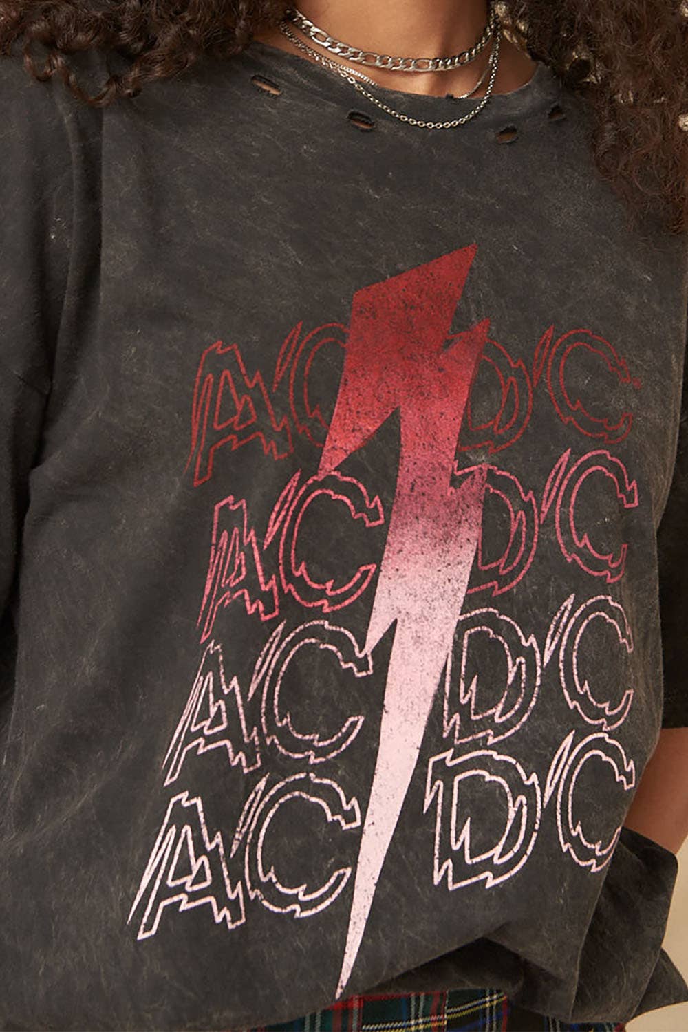 AC/DC Lightning Bolt Distressed Graphic Tee