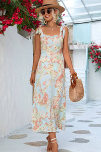 Summer Floral Dress with Tied Straps