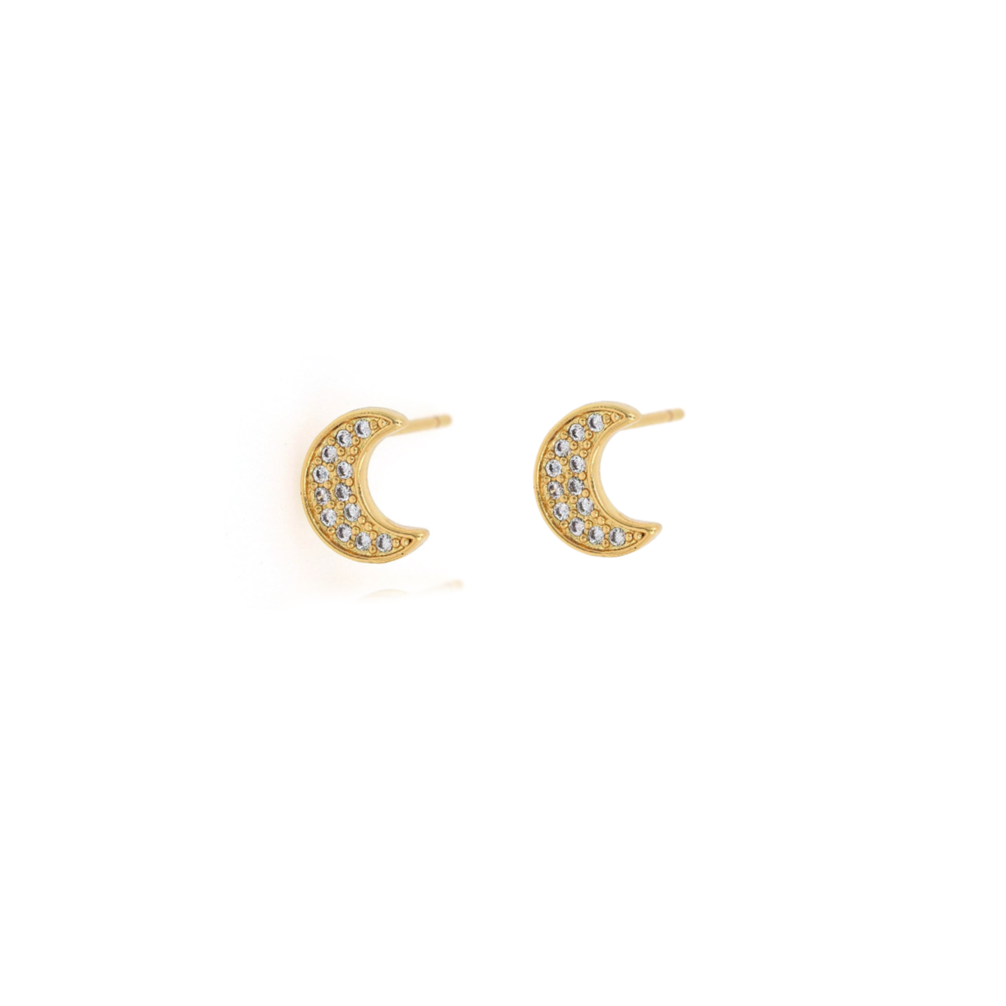 Pave Crescent Moon Stud Earrings