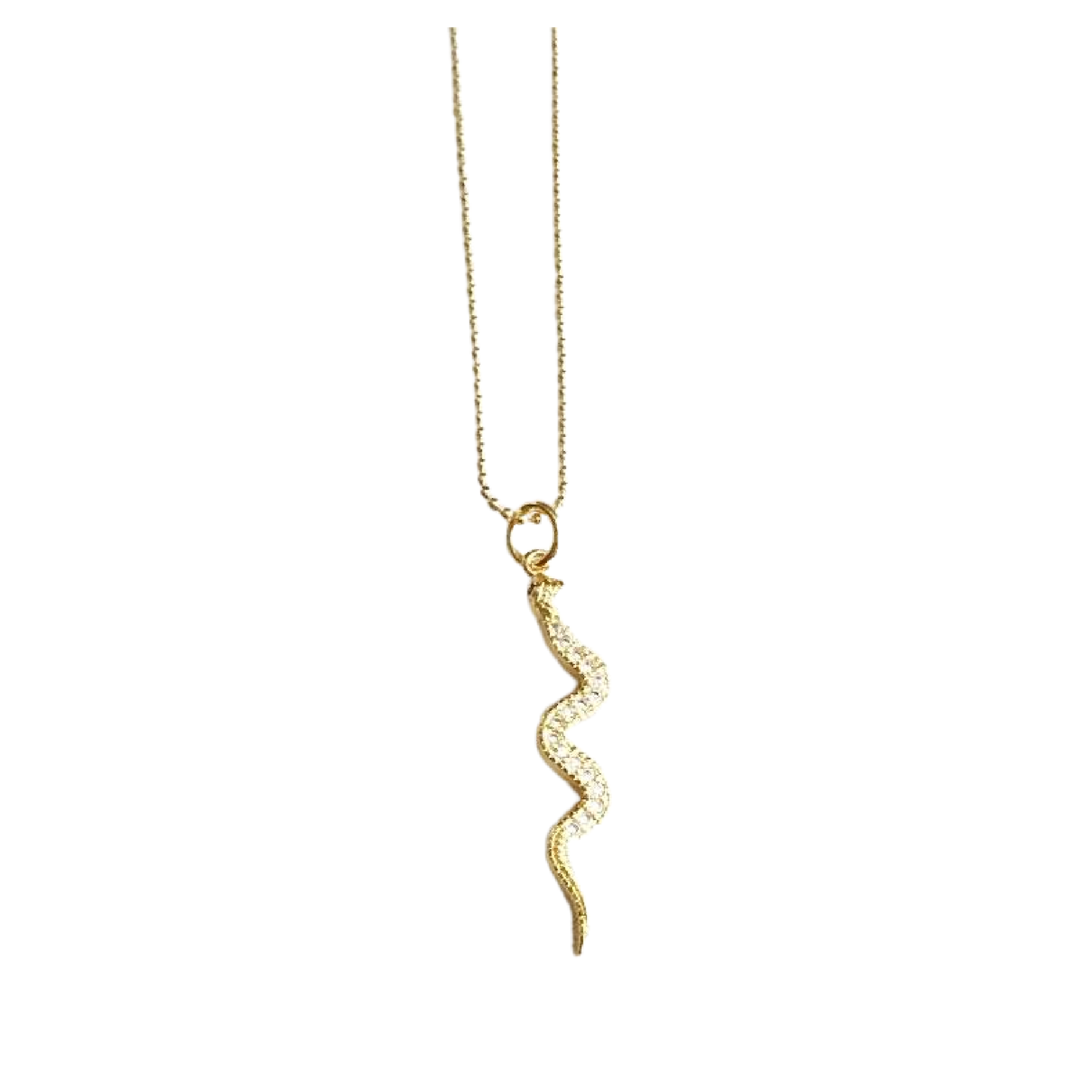 Pave Snake Charm Necklace
