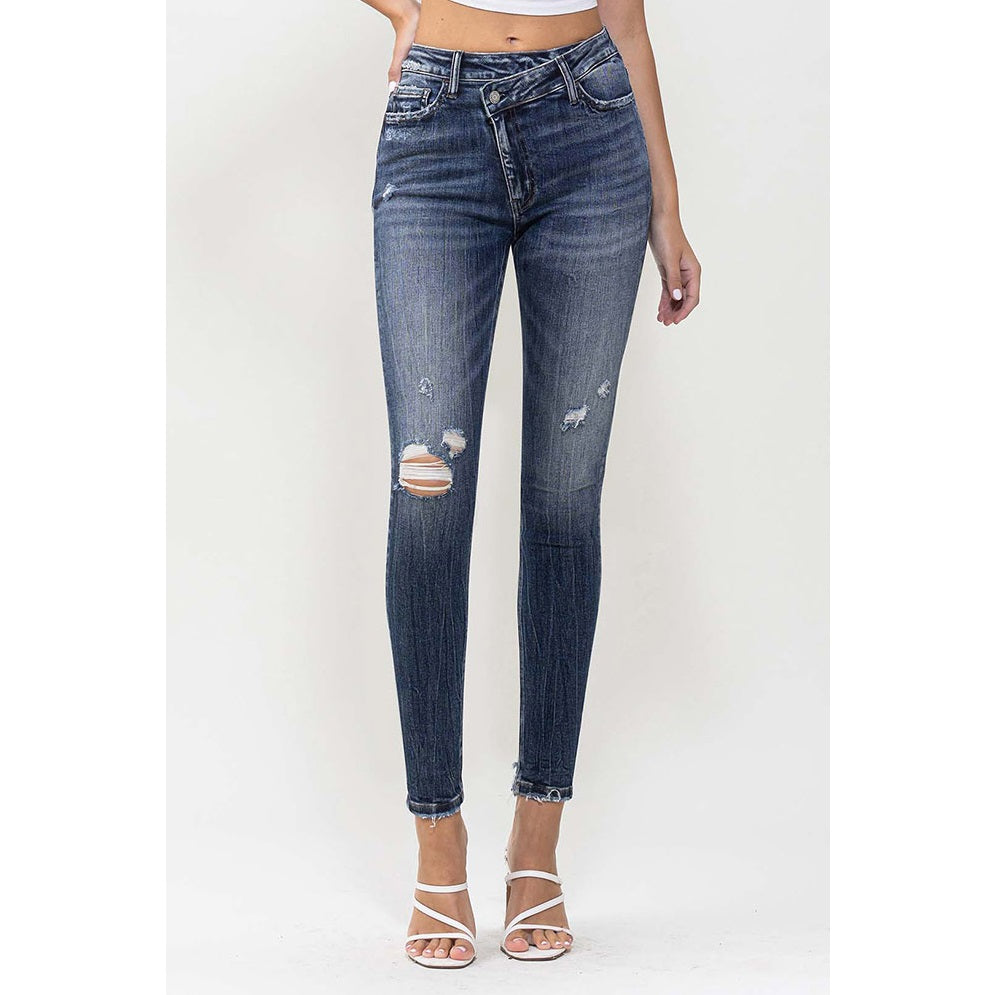 "Haylie" High Rise Criss Cross Skinny Ankle
